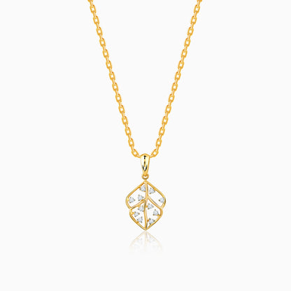 Gold Courageous Leaf Diamond Pendant