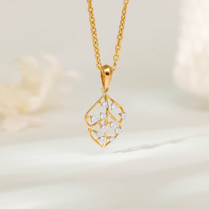 Gold Courageous Leaf Diamond Pendant