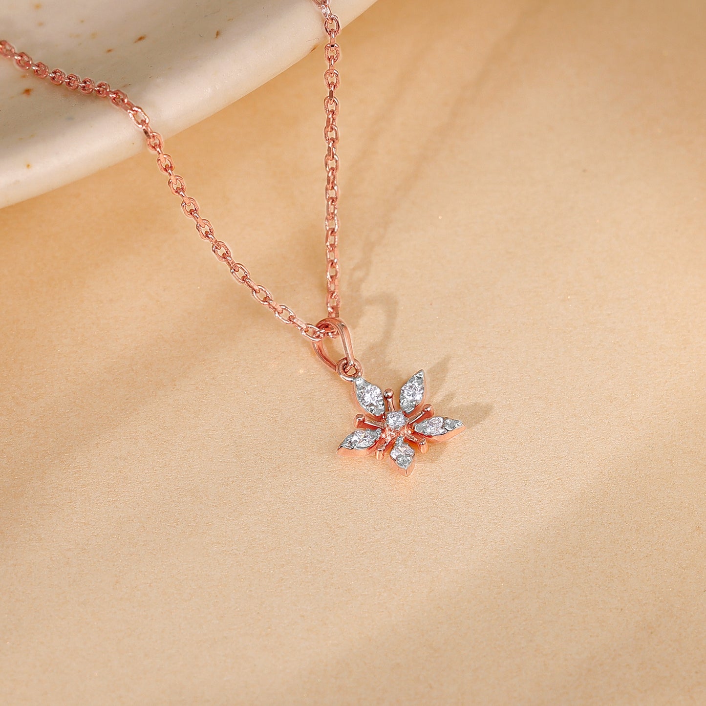 Rose Gold Geranium Diamond Pendant