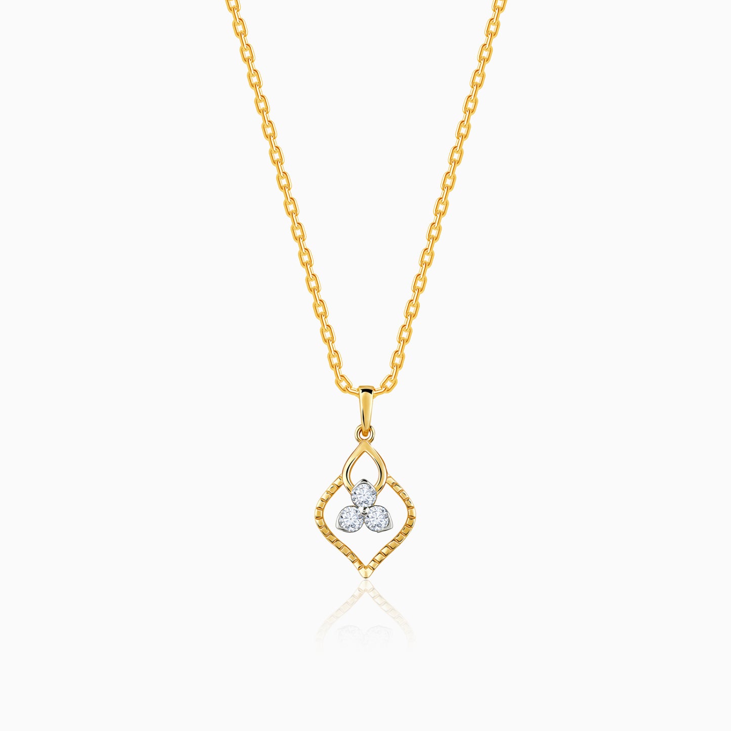 Gold Sparkling Clover Diamond Pendant