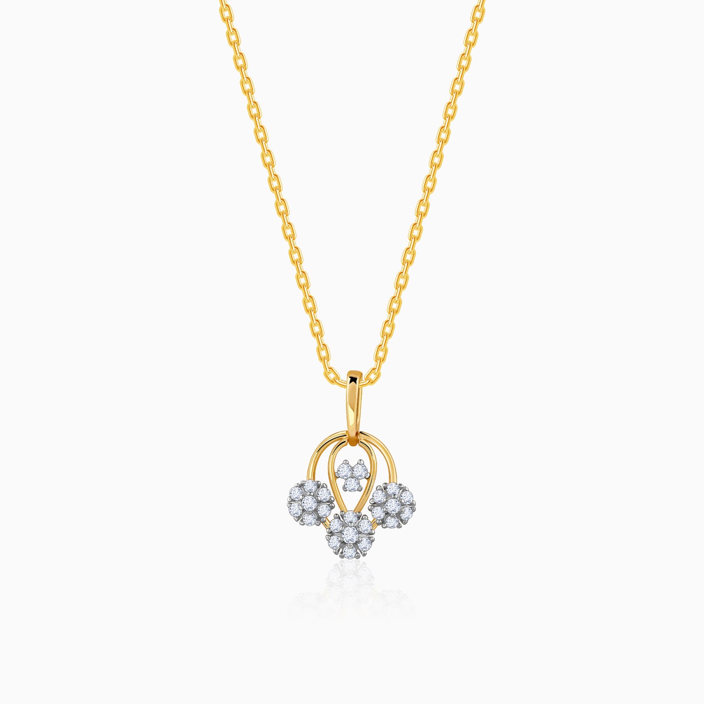 Gold Graceful Lotus Diamond Pendant