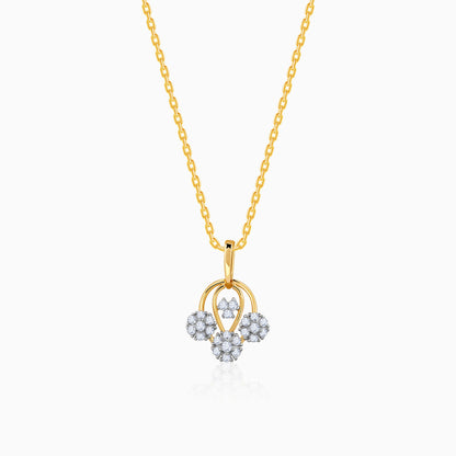 Gold Graceful Lotus Diamond Pendant