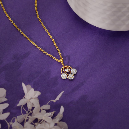 Gold Graceful Lotus Diamond Pendant