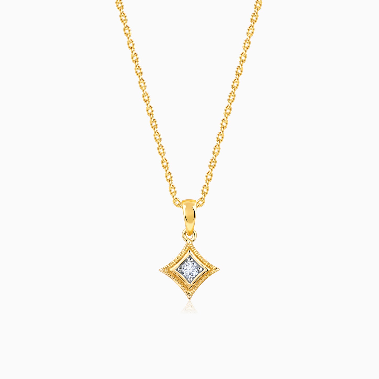 Gold Graceful Square Diamond Pendant