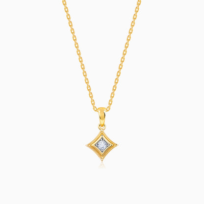 Gold Graceful Square Diamond Pendant