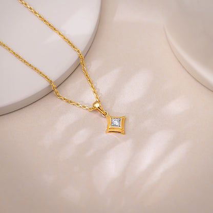 Gold Graceful Square Diamond Pendant