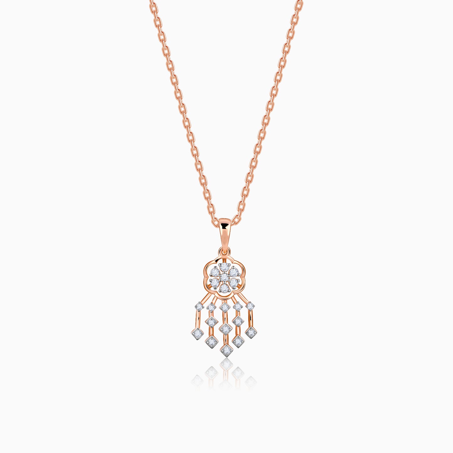 Rose Gold Radiant Bloom Diamond Pendant