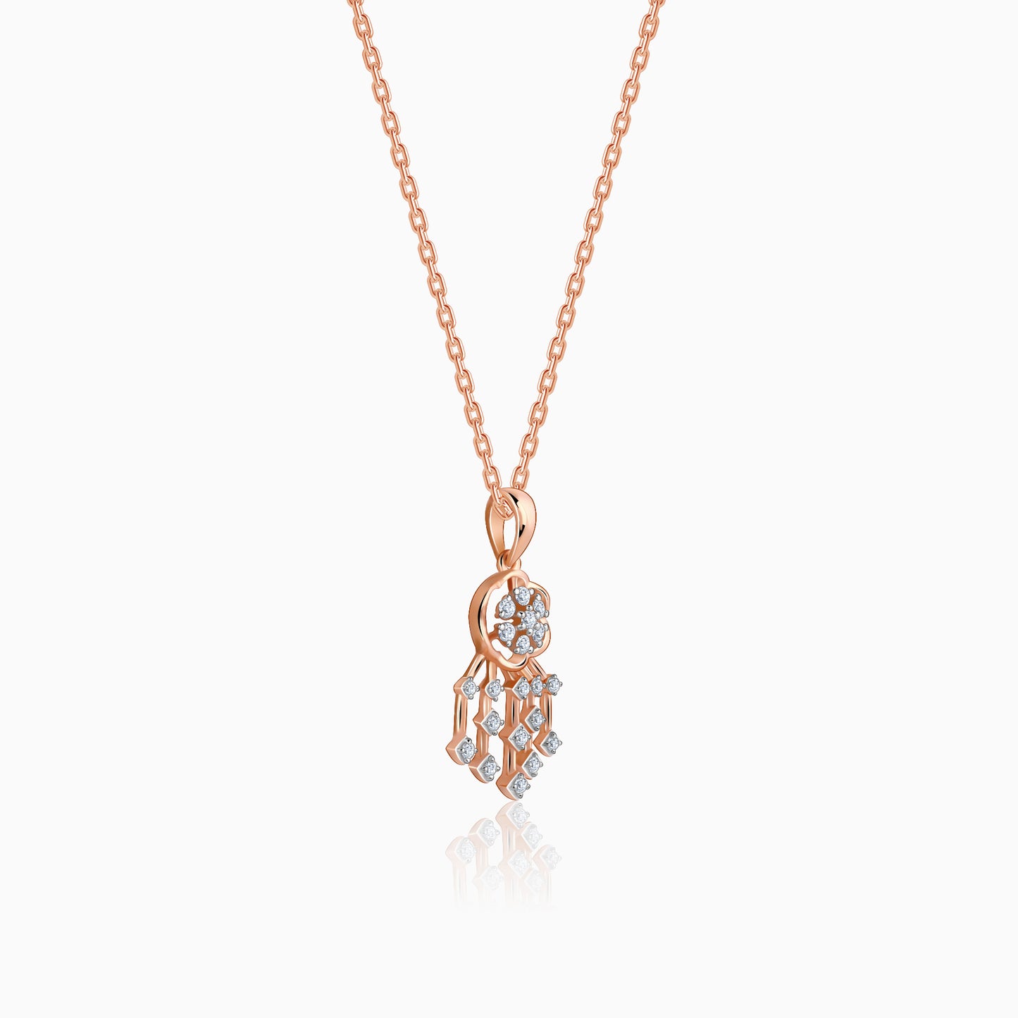 Rose Gold Radiant Bloom Diamond Pendant