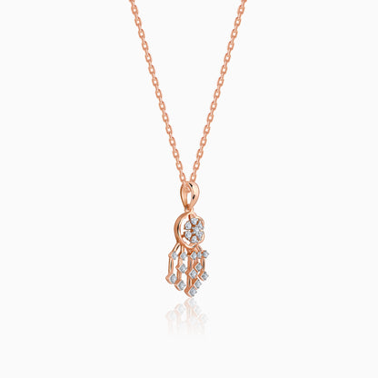 Rose Gold Radiant Bloom Diamond Pendant