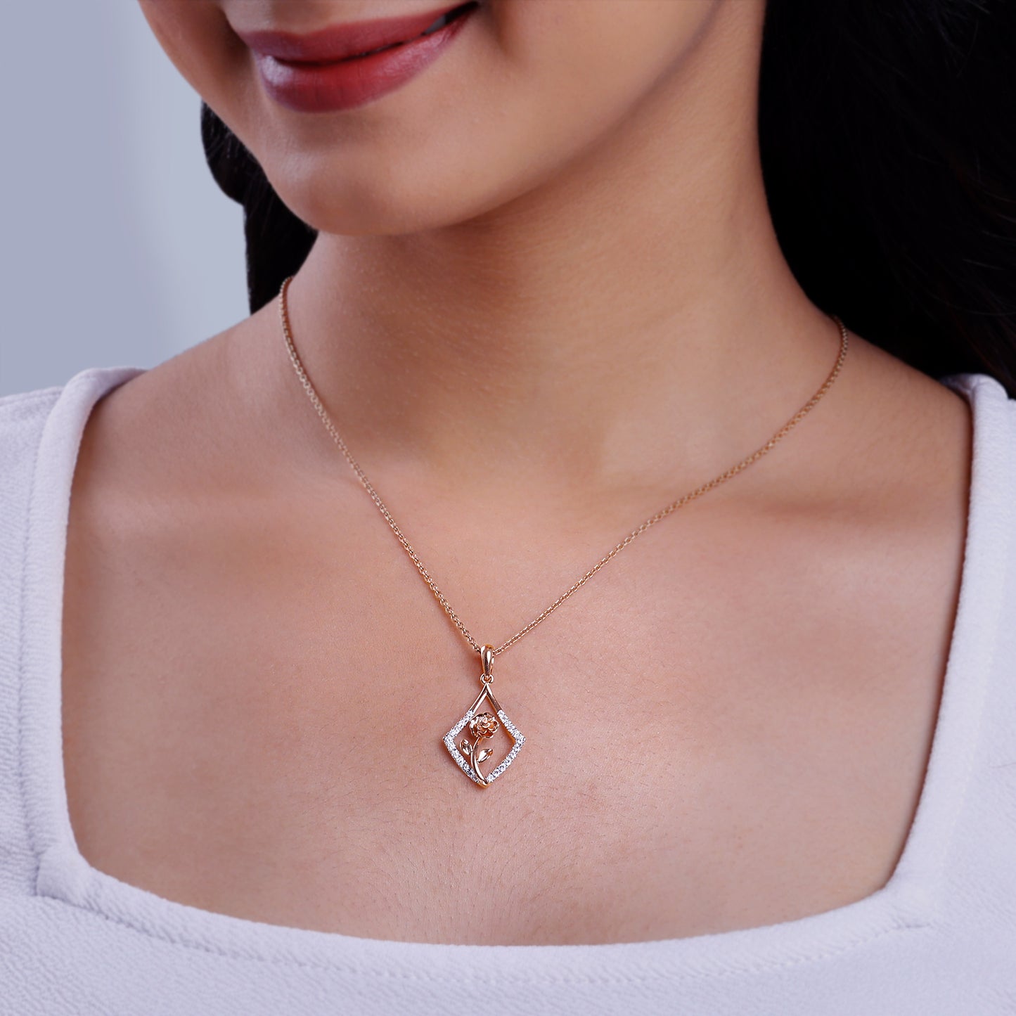 Rose Gold Twinkling Elegance Diamond Pendant