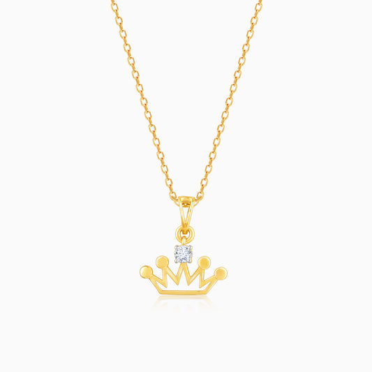 Gold Glorious Crown Diamond Pendant