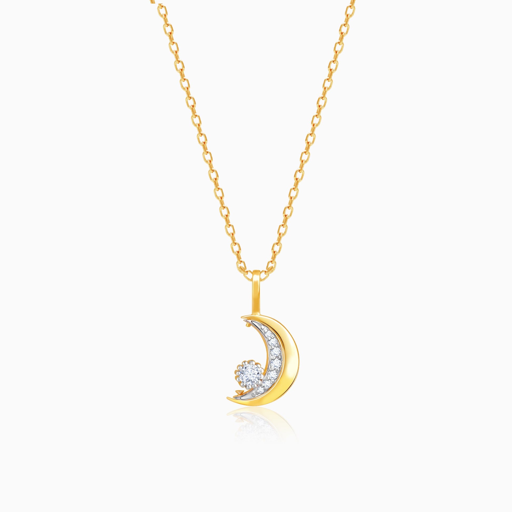 Buy Gold Crescent Moon Foldable Lab Grown Diamond Pendant