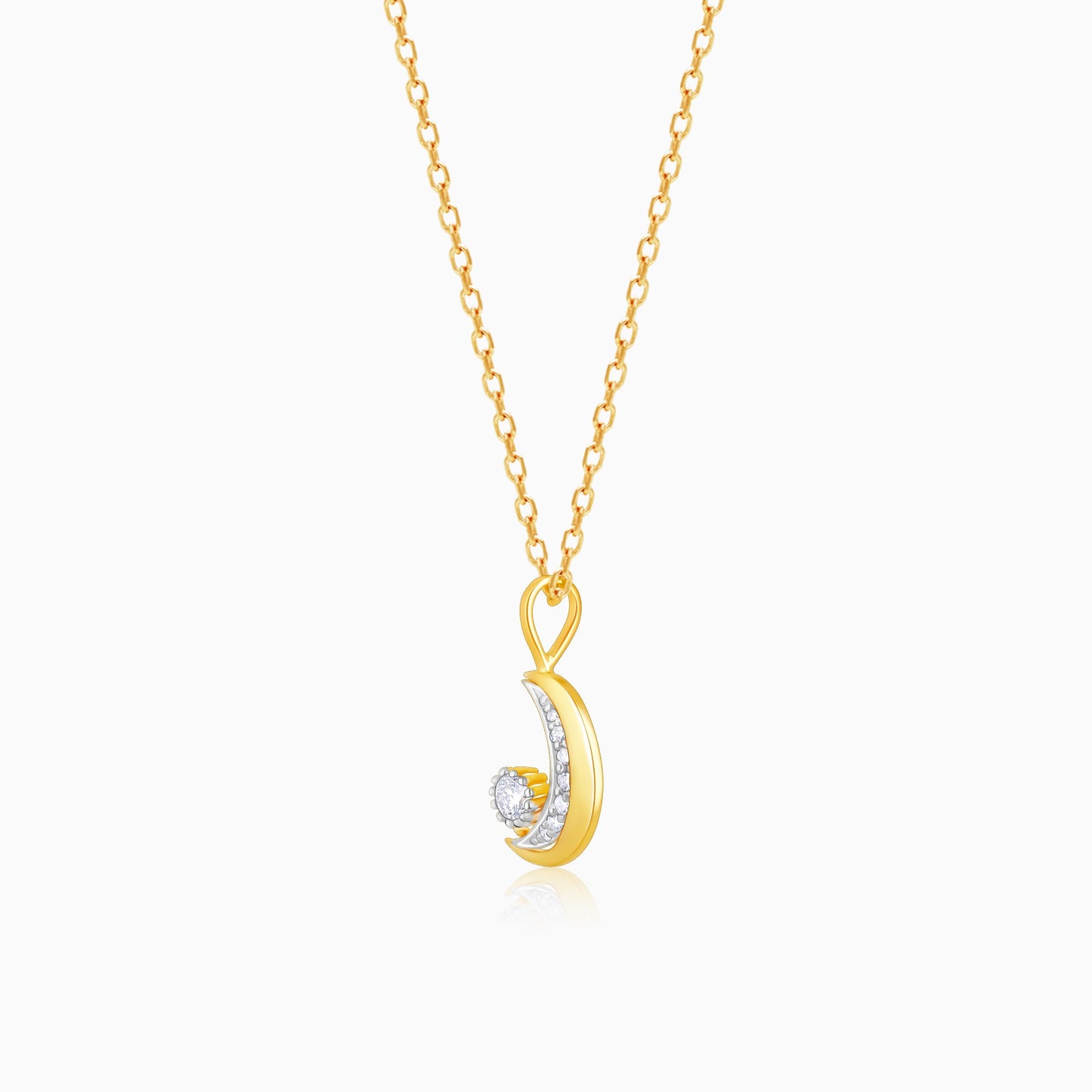 Buy Gold Crescent Moon Foldable Lab Grown Diamond Pendant