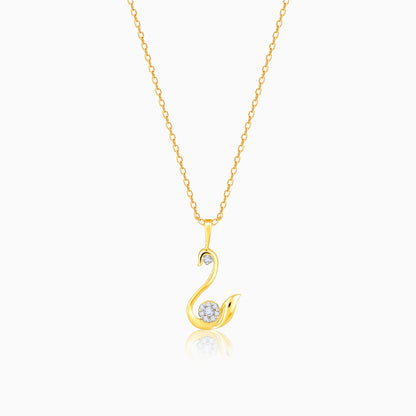 Gold Blissful Swan Diamond Pendant