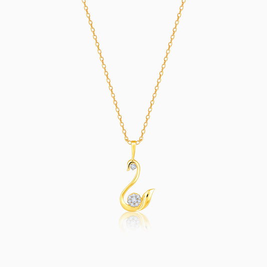 Gold Blissful Swan Diamond Pendant