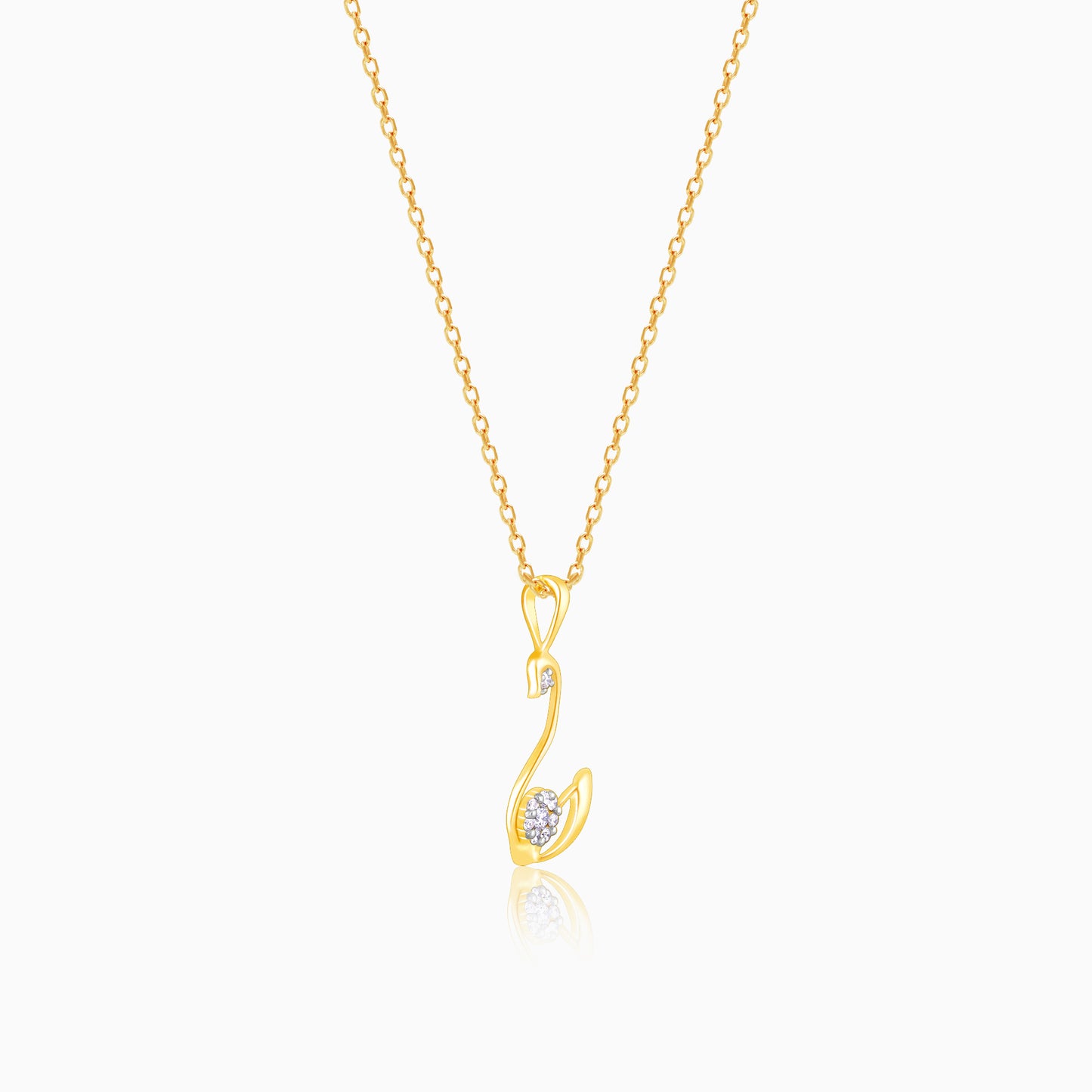 Gold Blissful Swan Diamond Pendant