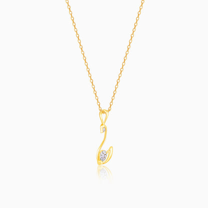 Gold Blissful Swan Diamond Pendant