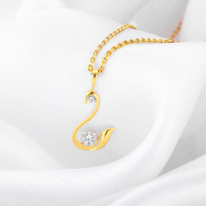 Gold Blissful Swan Diamond Pendant