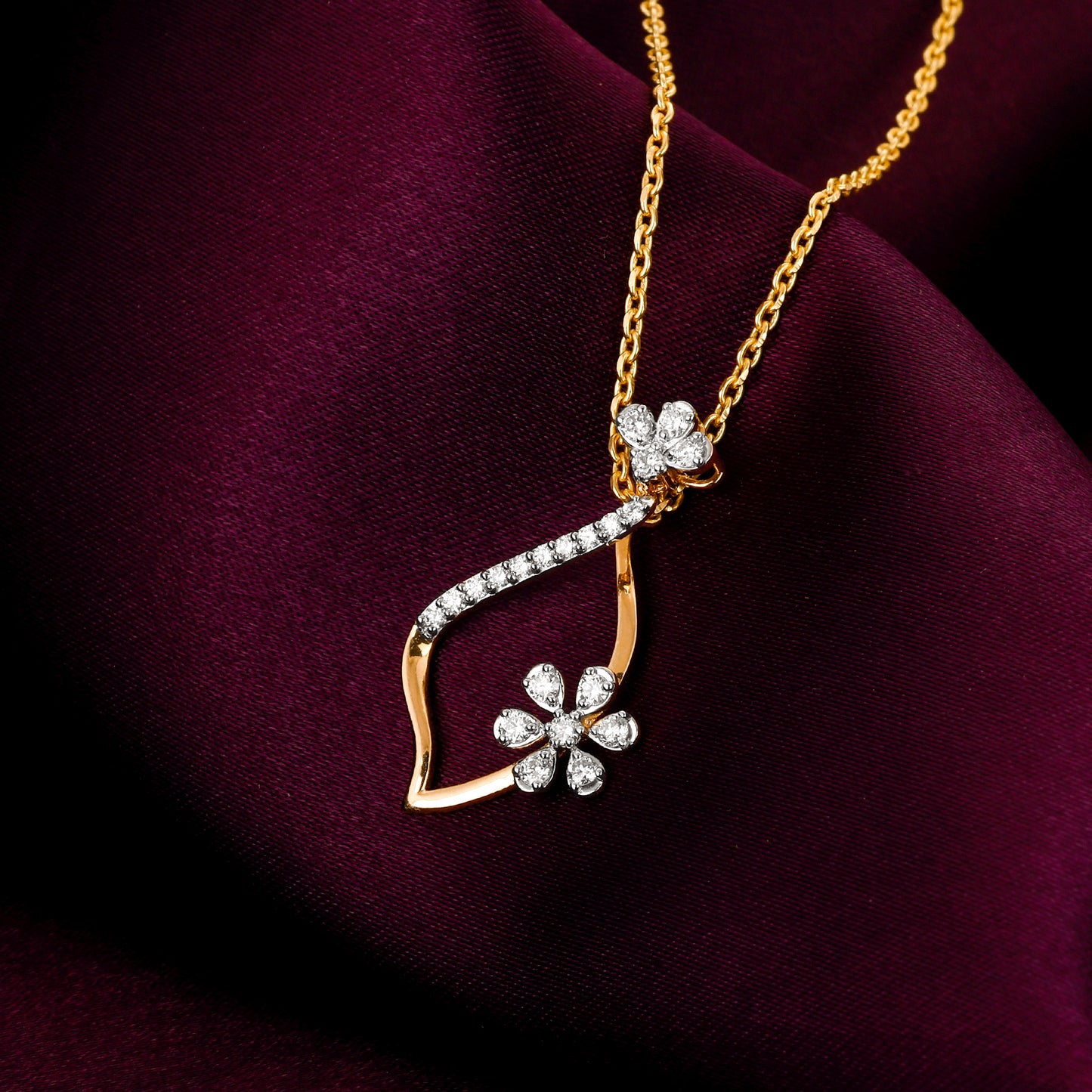 Gold Endless Floral Diamond Pendant