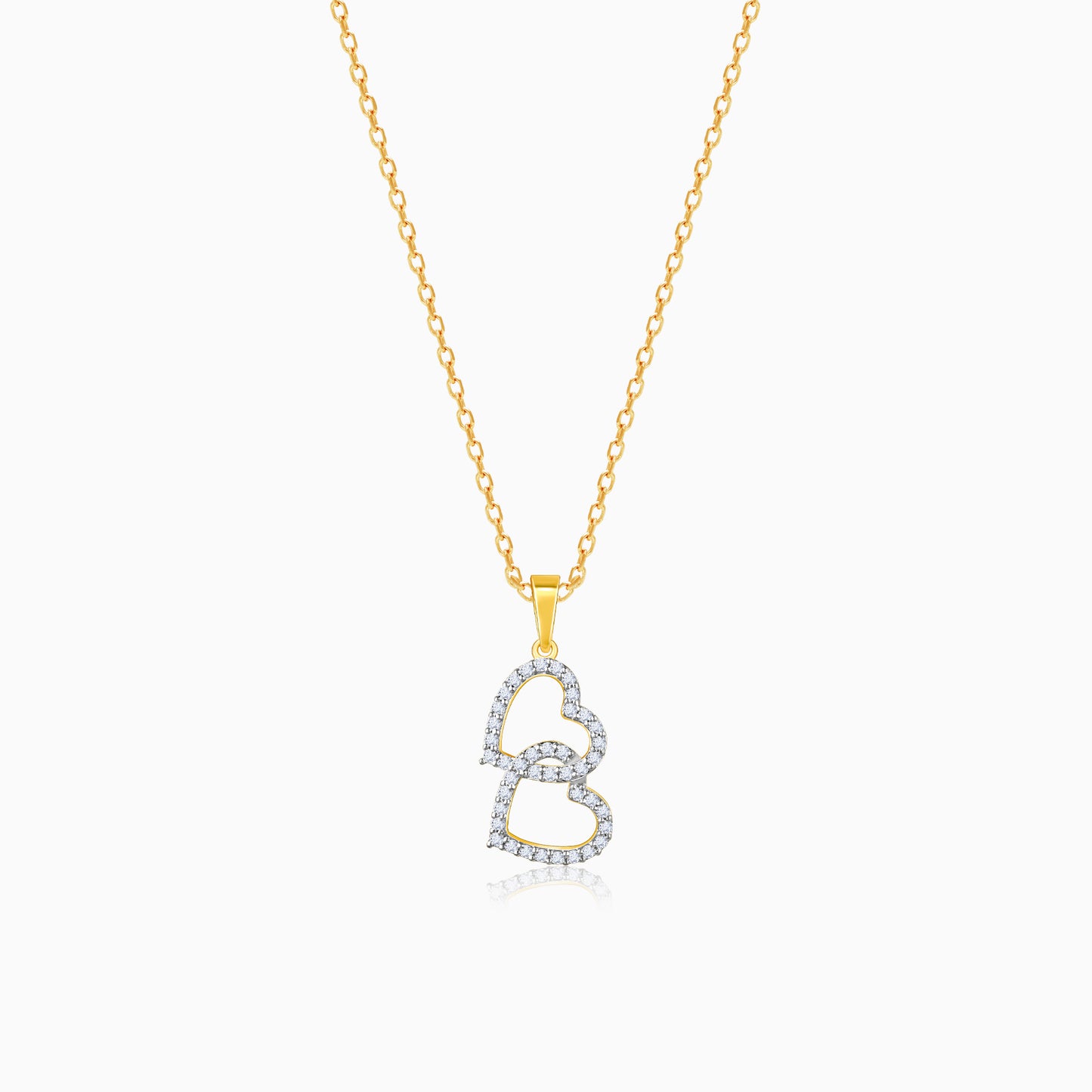 Gold Dual Heart Diamond Pendant