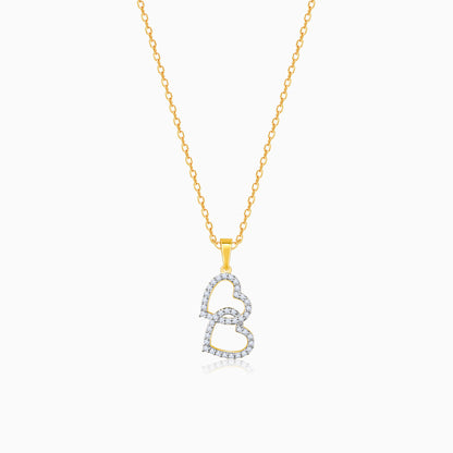 Gold Dual Heart Diamond Pendant