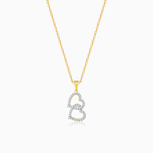 Gold Dual Heart Diamond Pendant