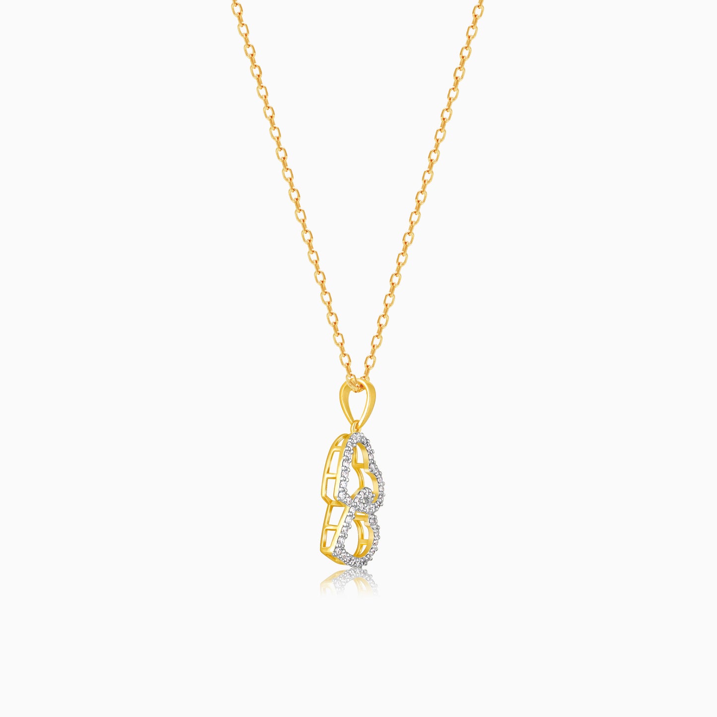 Gold Dual Heart Diamond Pendant