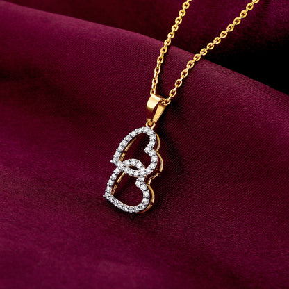 Gold Dual Heart Diamond Pendant