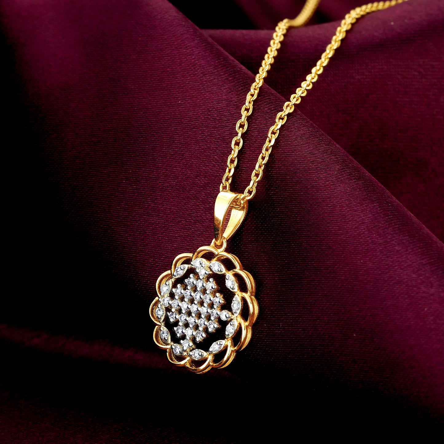 Gold Simple Rendezvous Diamond Pendant