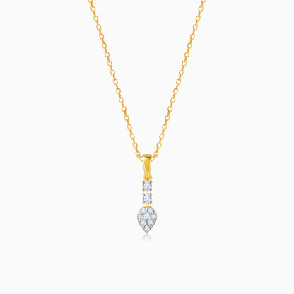 Gold Sparkling Raindrop Diamond Pendant