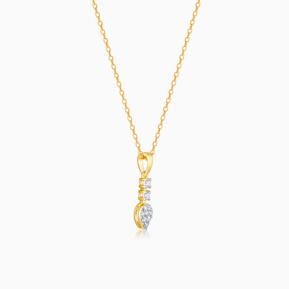 Gold Sparkling Raindrop Diamond Pendant