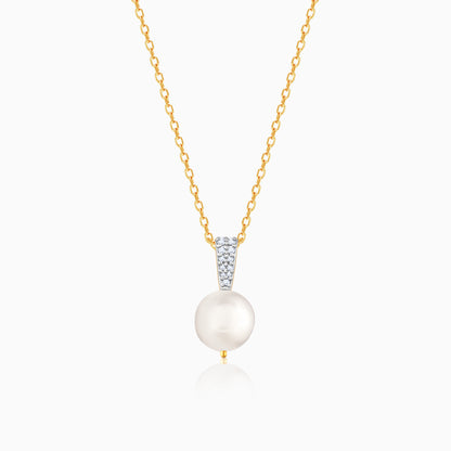 Gold Elegant Pearl Diamond Pendant