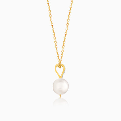 Gold Elegant Pearl Diamond Pendant