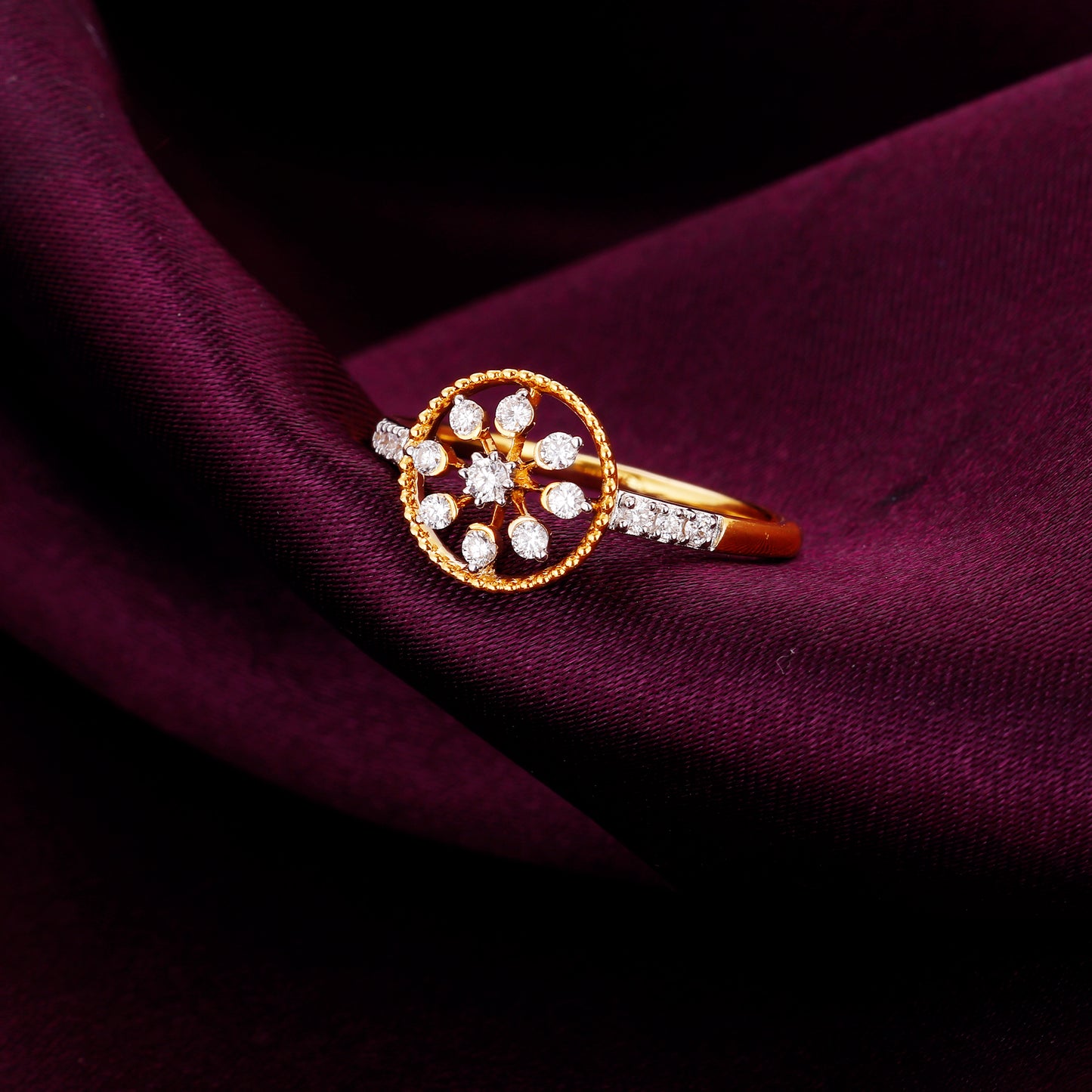 Gold Blossoming Flower Diamond Ring