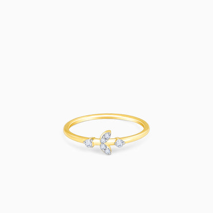 Gold Whimsical Leaves Diamond Ring