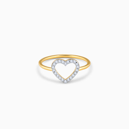 Gold Delicate Heart Diamond Ring