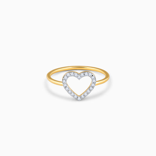 Gold Delicate Heart Diamond Ring