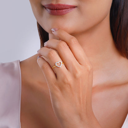 Gold Delicate Heart Diamond Ring