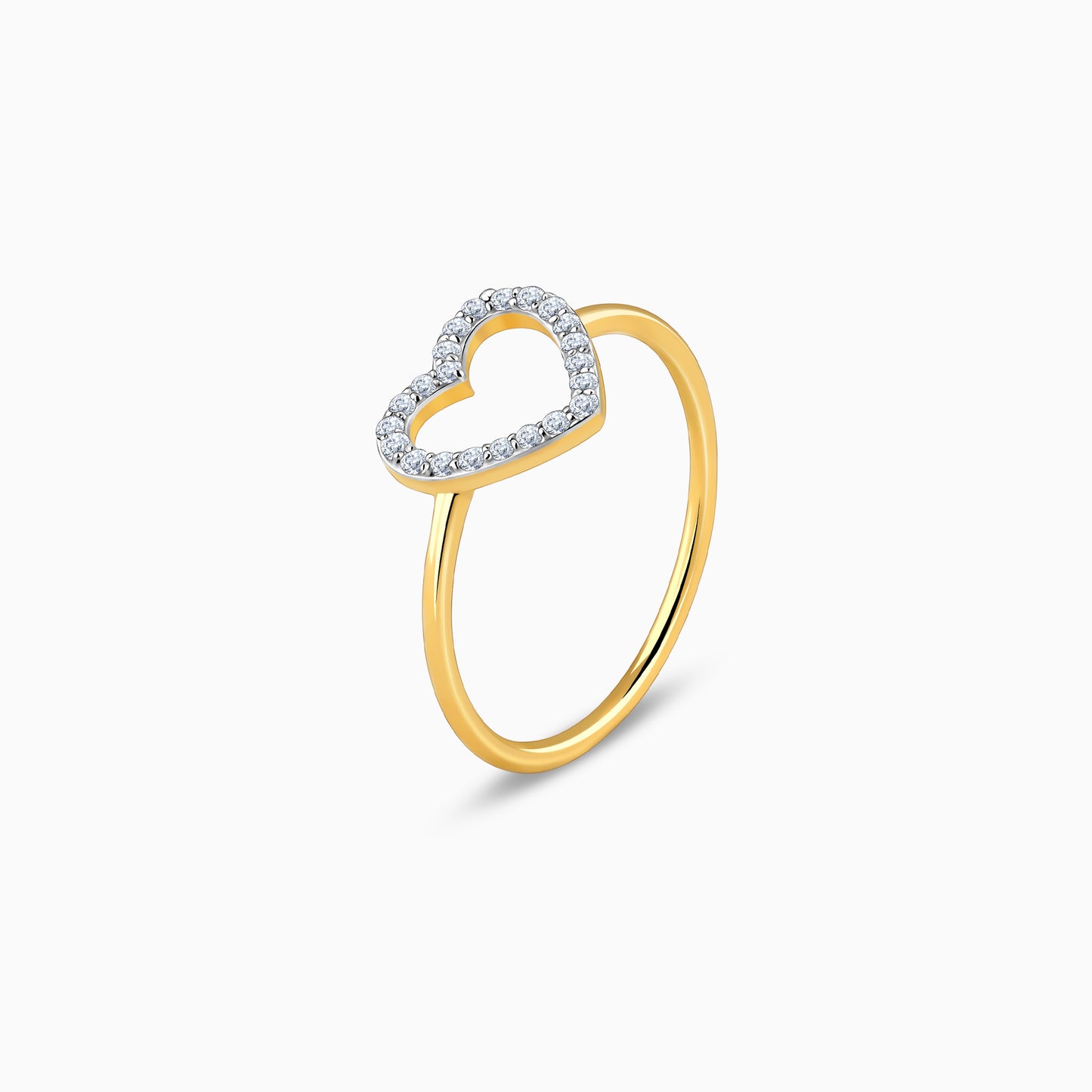 Gold Delicate Heart Diamond Ring