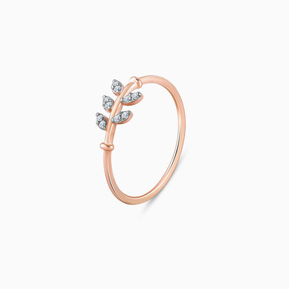 Rose Gold Leafy Love Diamond Ring