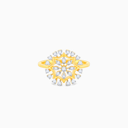 Gold Glamorous Floral Diamond Ring