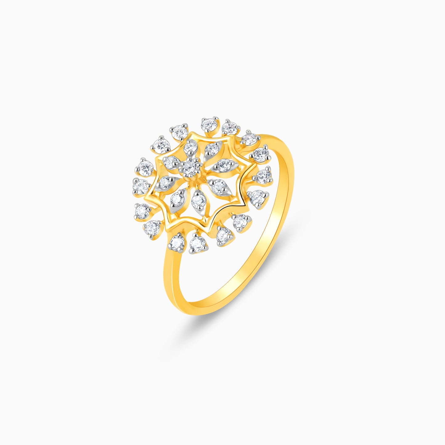 Gold Glamorous Floral Diamond Ring