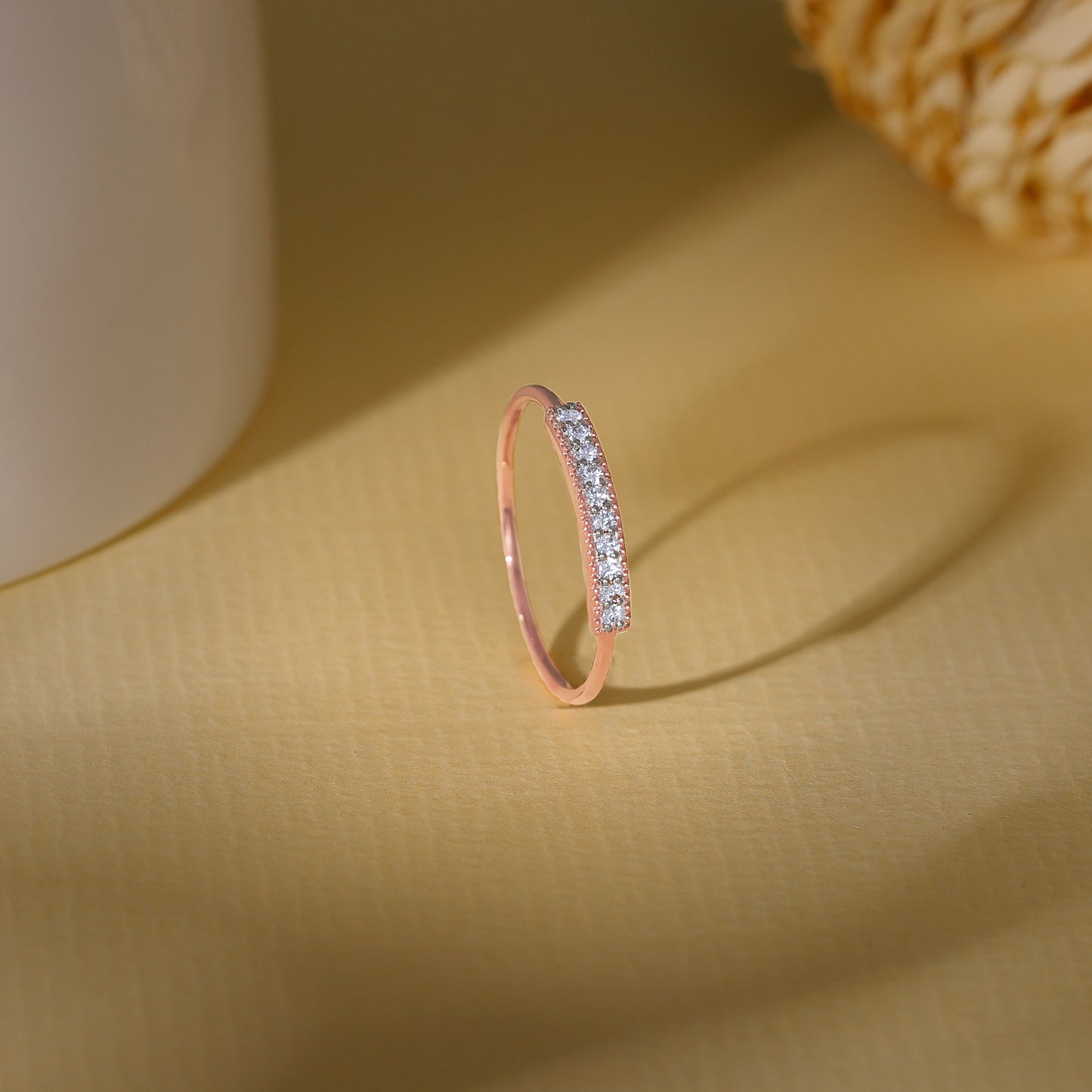 Rose Gold Stria Diamond Ring