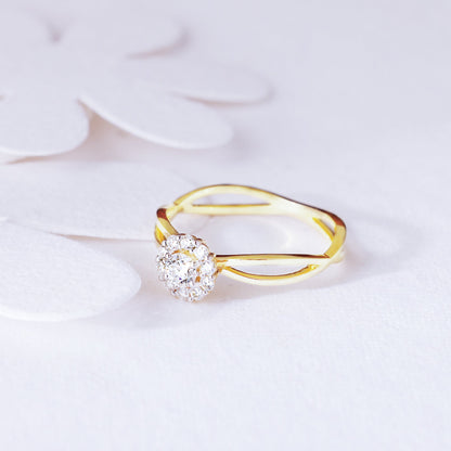 Gold Sparkling Love Diamond Ring