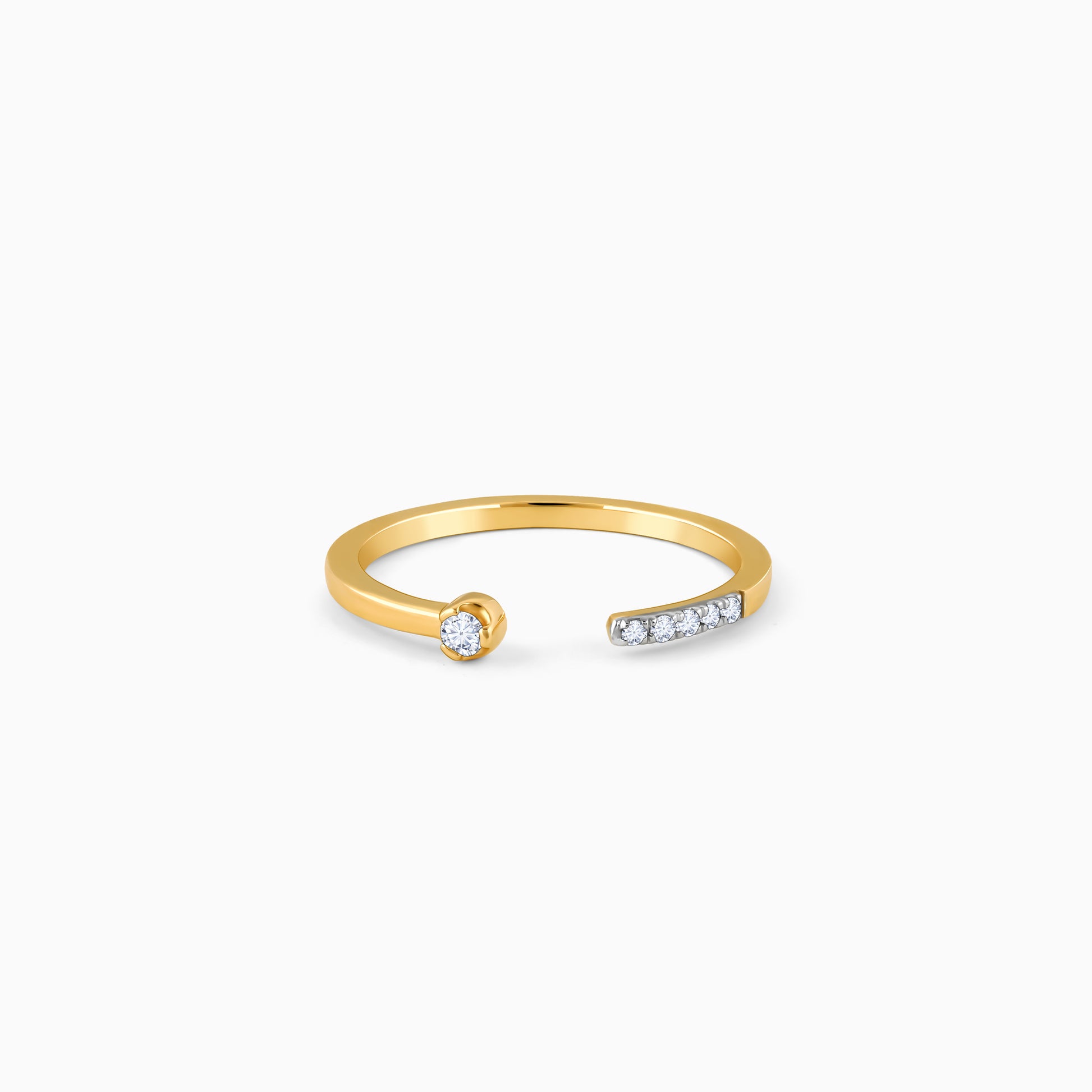 Gold open-design ring with lab-grown diamonds