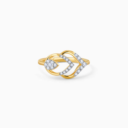 Gold leaf ring with lab-grown diamonds