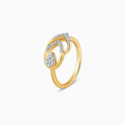 Gold Lustre Leaf Diamond Ring