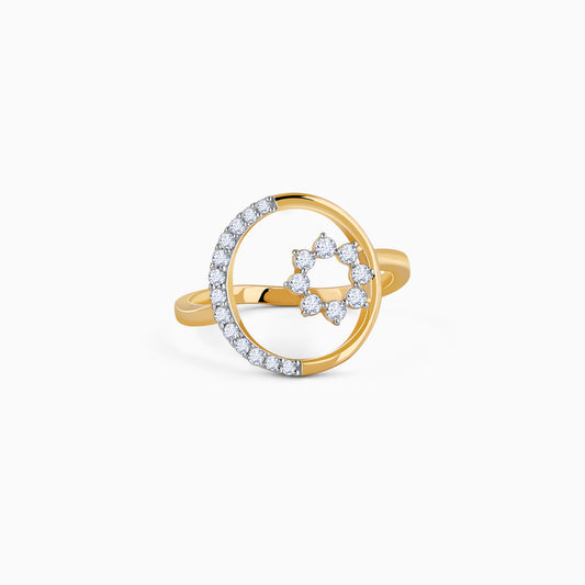 Gold floral ring with diamond centre