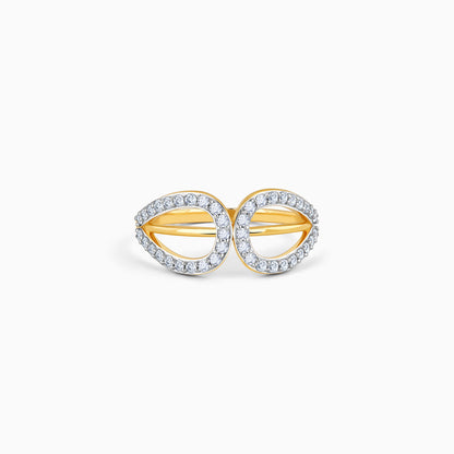 Gold ring with loop motifs and diamonds