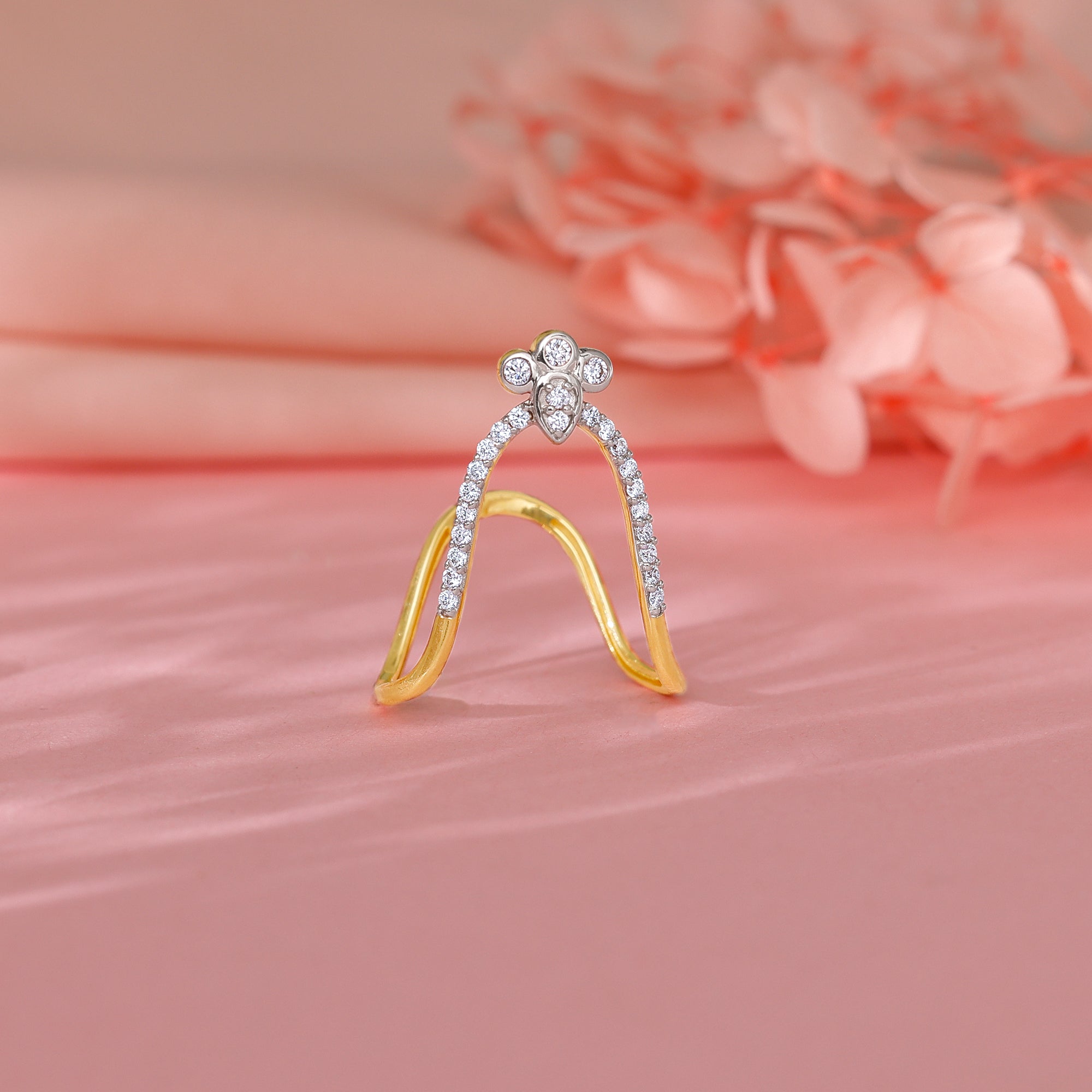 Gold Floret Shine Diamond Vanki Ring GIVA Jewellery